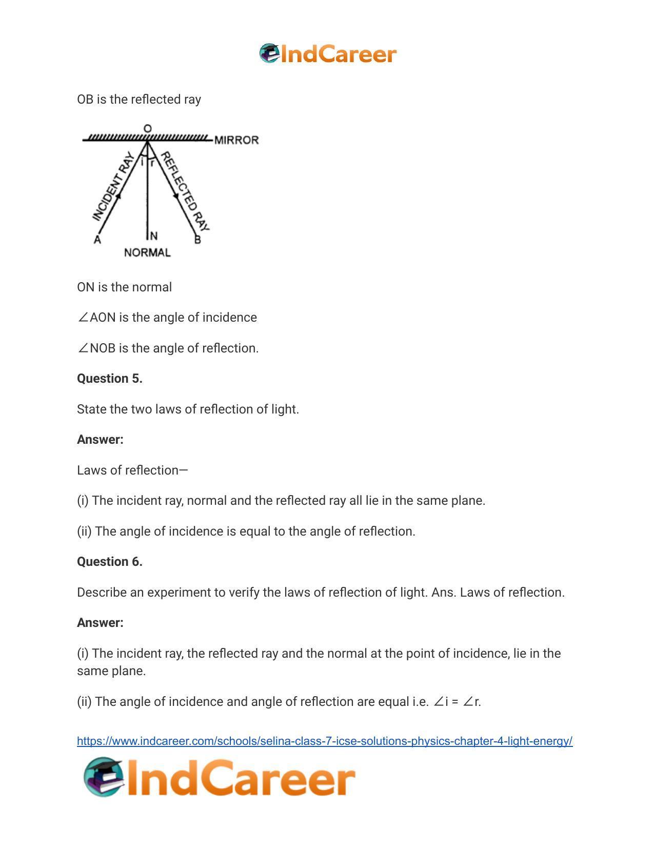 Selina Class 7 ICSE Solutions Physics : Chapter 4- Light Energy - Page 8