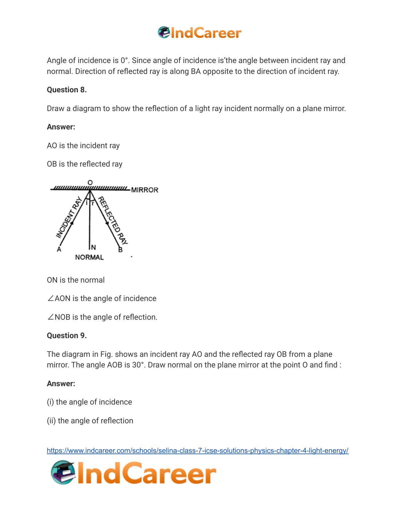 Selina Class 7 ICSE Solutions Physics : Chapter 4- Light Energy - Page 10