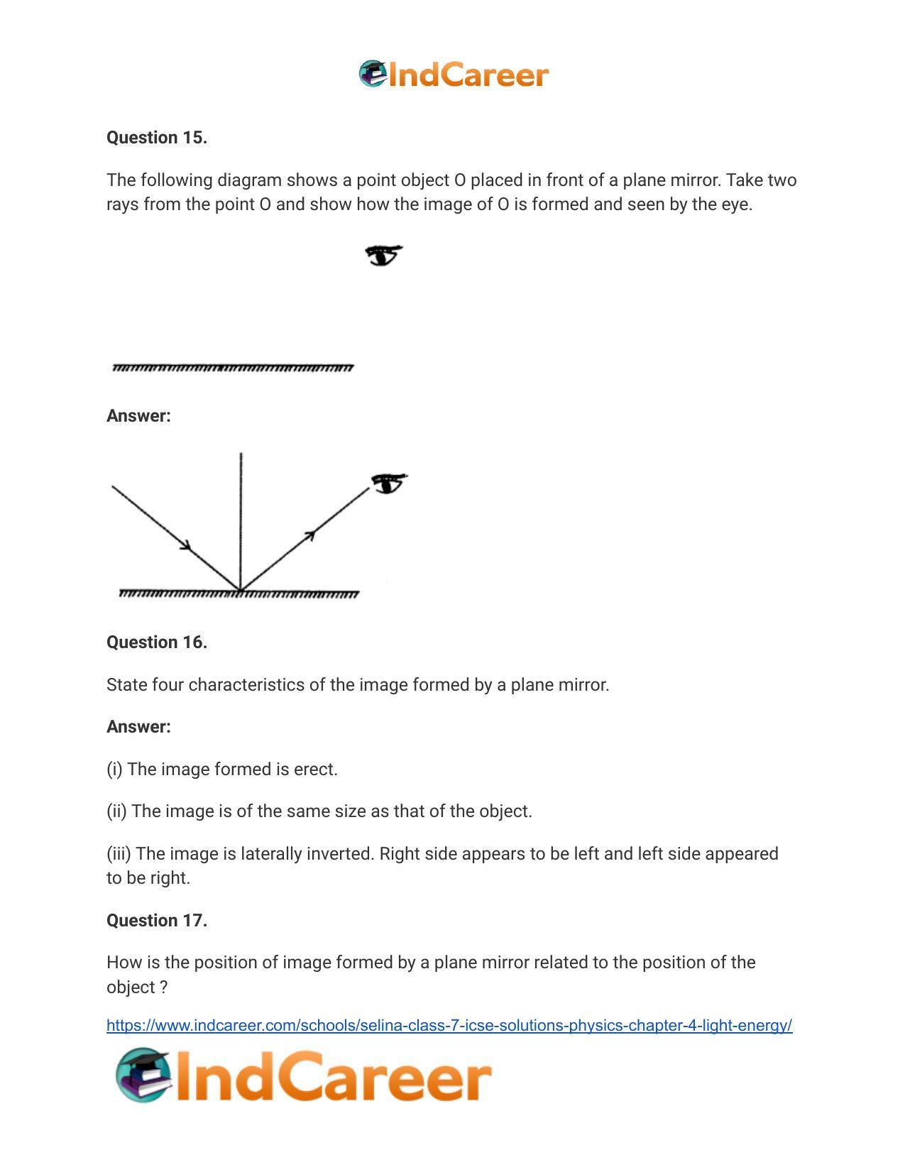 Selina Class 7 ICSE Solutions Physics : Chapter 4- Light Energy - Page 17