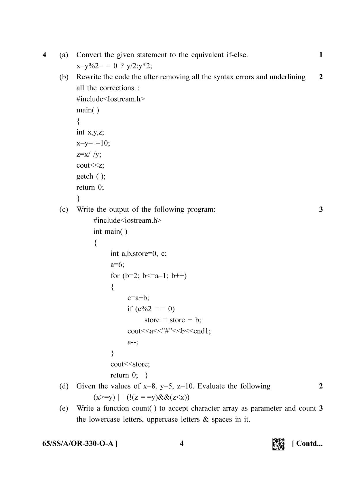 NIOS 2023 Class 12 Odia (Computer Science) Question Paper - Page 4