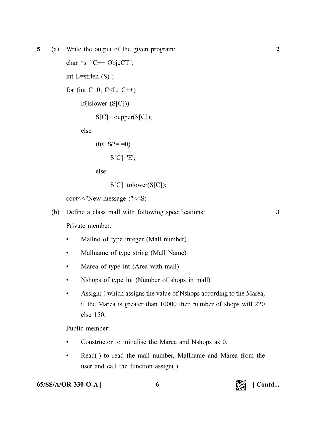 NIOS 2023 Class 12 Odia (Computer Science) Question Paper - Page 6