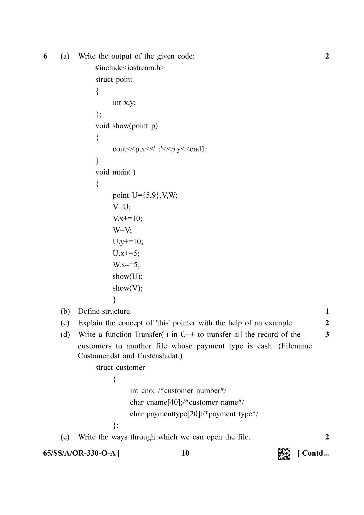 NIOS 2023 Class 12 Odia (Computer Science) Question Paper - Page 10