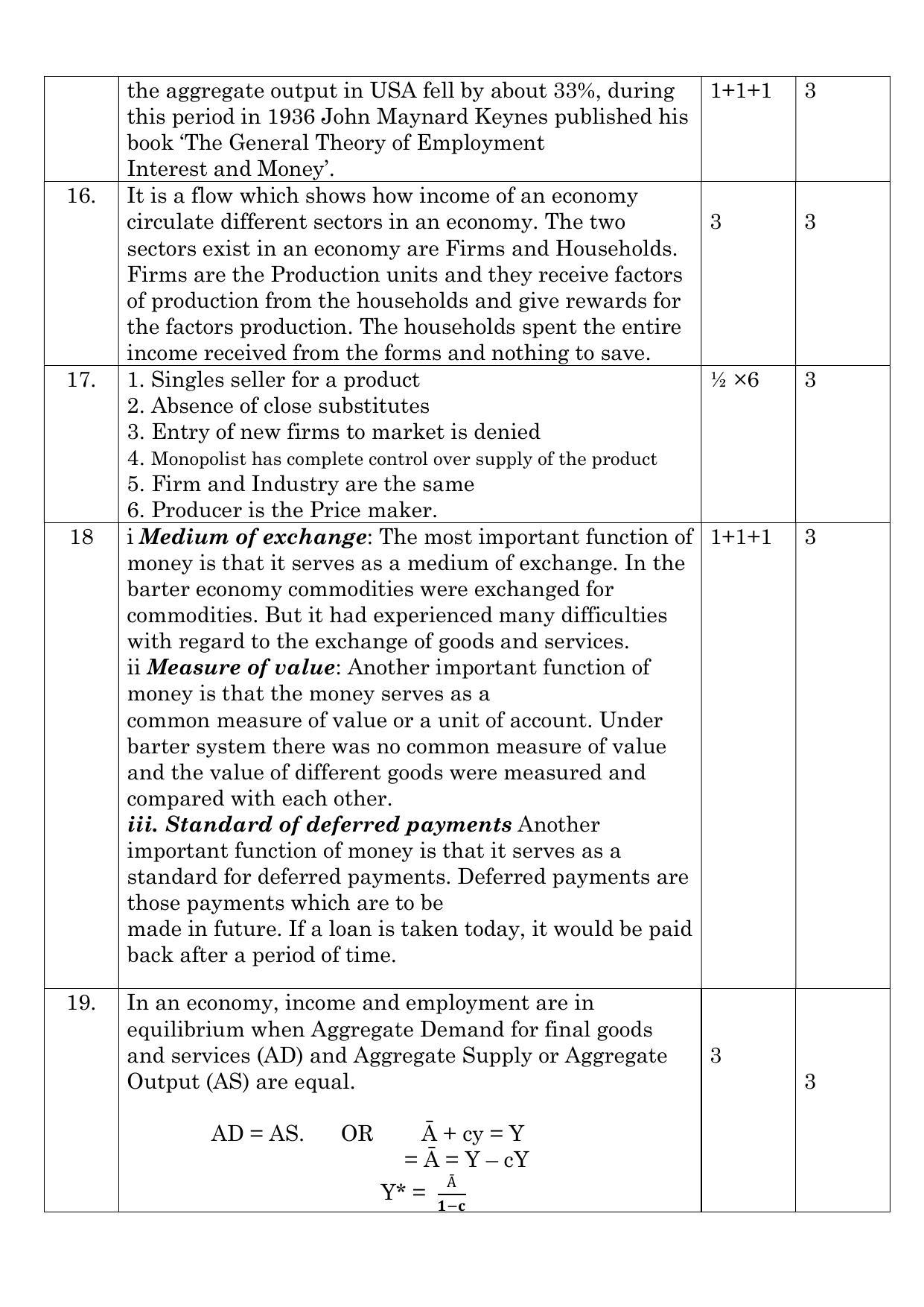 Kerala Plus Two 2021 Economics Annual Answer Key - Page 3