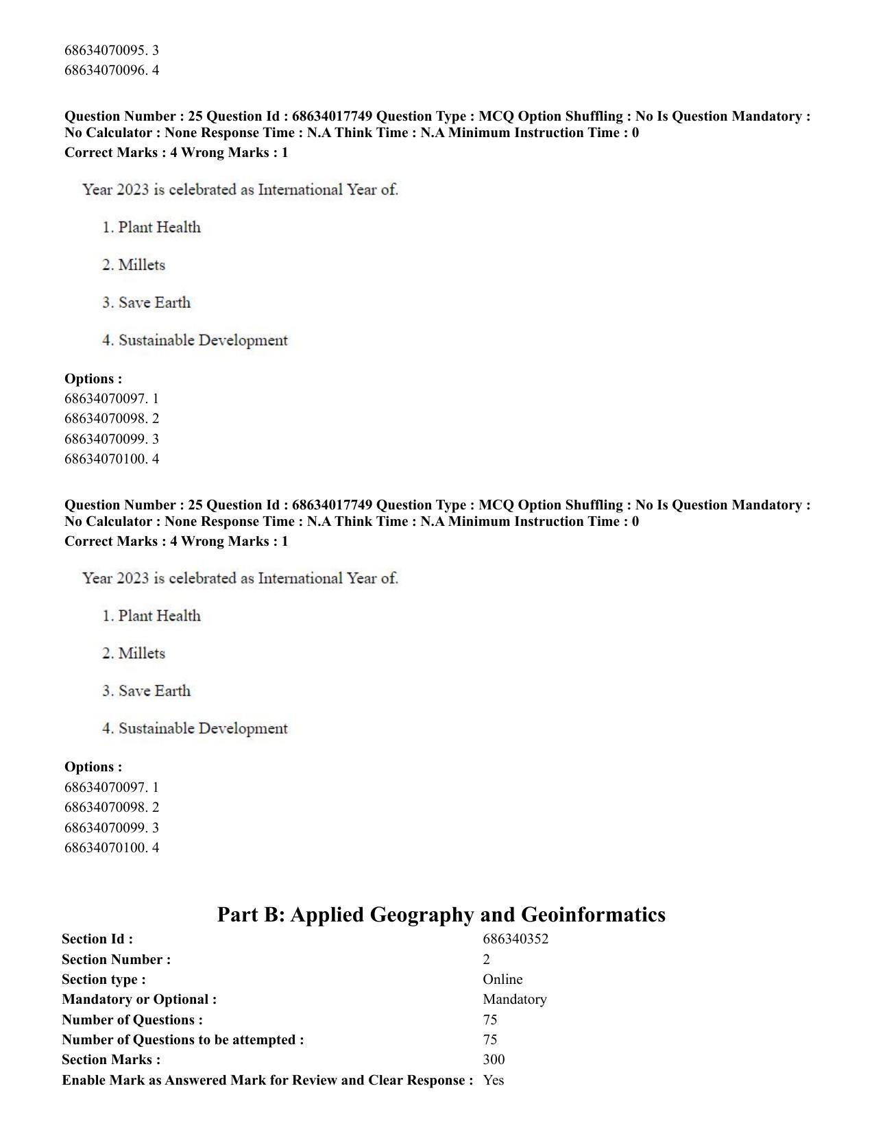 CUET PG 2023: COQP02 – Applied Geography and Geoinformatics(ENG) - Shift 3 (13-06-2023) Question Paper - Page 27