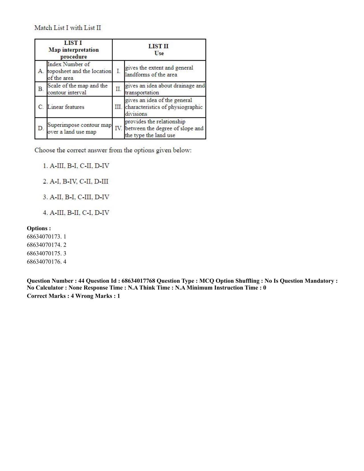CUET PG 2023: COQP02 – Applied Geography and Geoinformatics(ENG) - Shift 3 (13-06-2023) Question Paper - Page 46