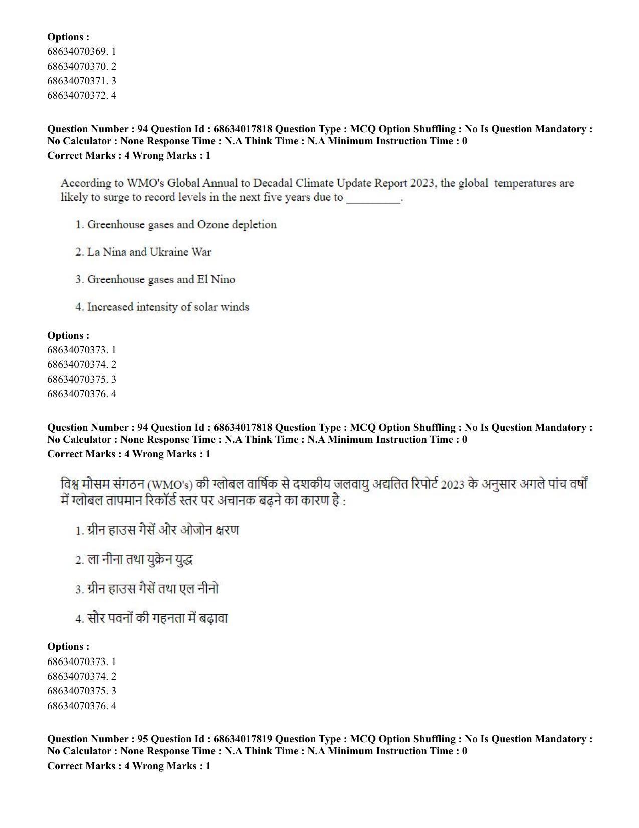CUET PG 2023: COQP02 – Applied Geography and Geoinformatics(ENG) - Shift 3 (13-06-2023) Question Paper - Page 95