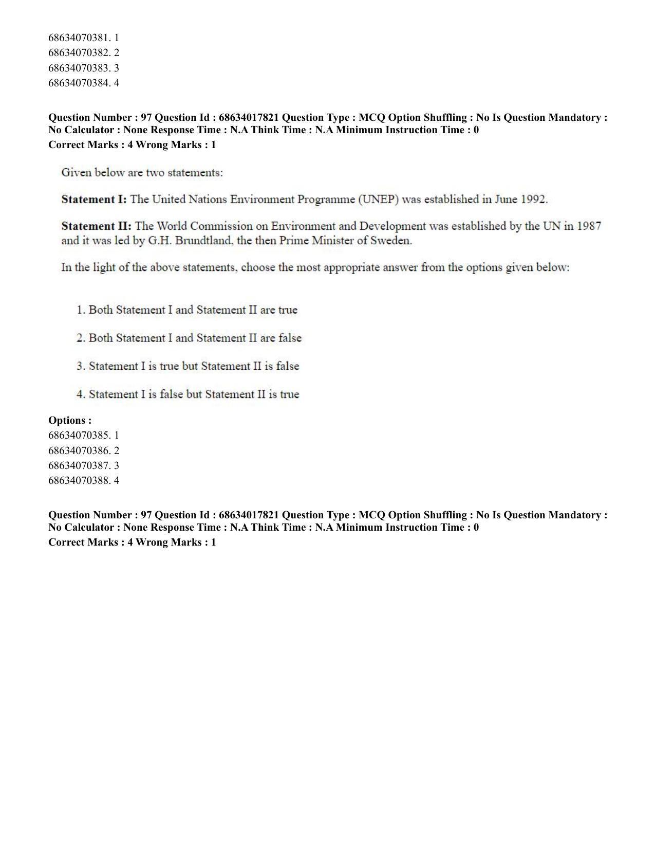 CUET PG 2023: COQP02 – Applied Geography and Geoinformatics(ENG) - Shift 3 (13-06-2023) Question Paper - Page 98