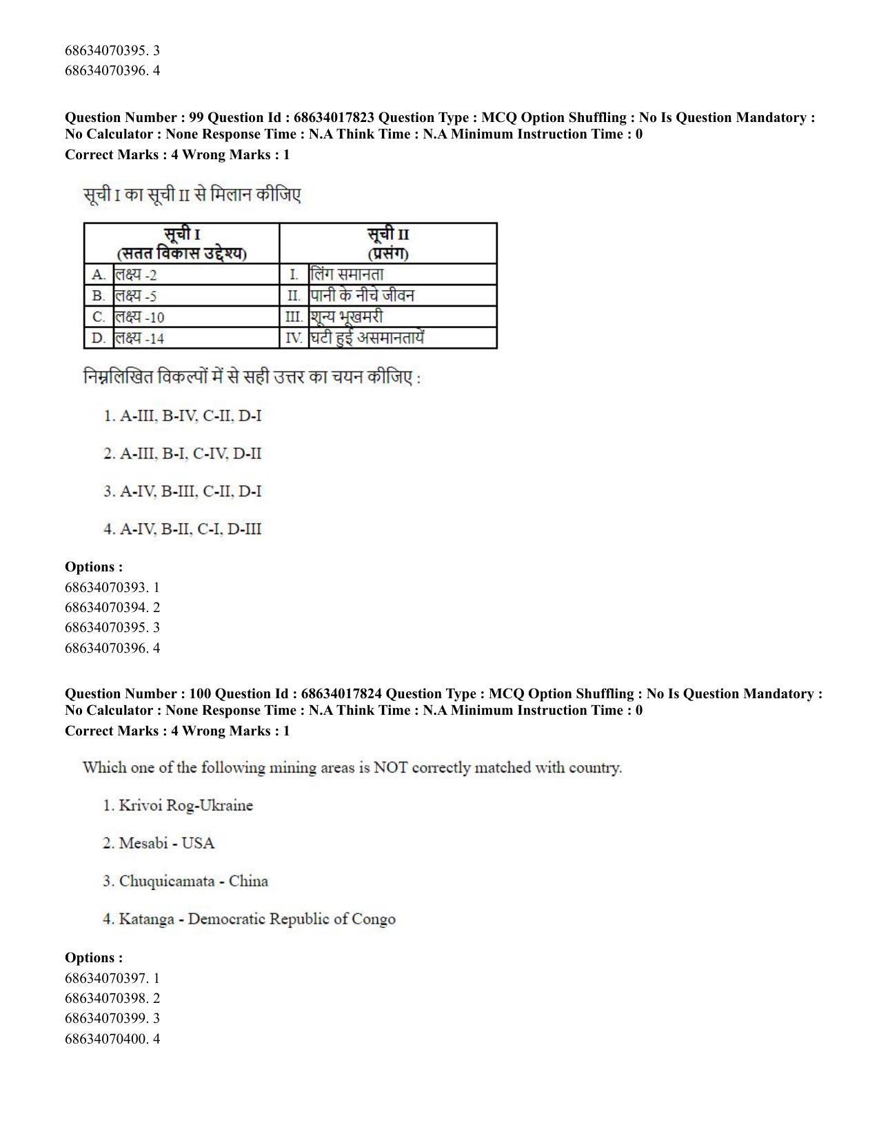 CUET PG 2023: COQP02 – Applied Geography and Geoinformatics(ENG) - Shift 3 (13-06-2023) Question Paper - Page 101