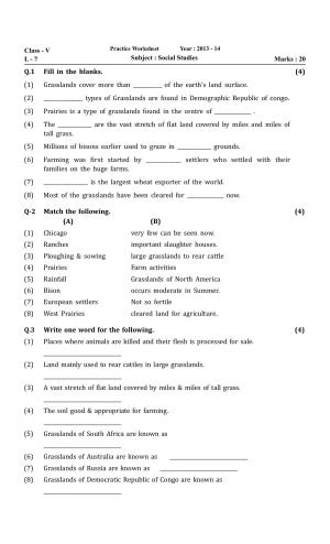 Worksheet for Class 5 Social Science Assignment 17