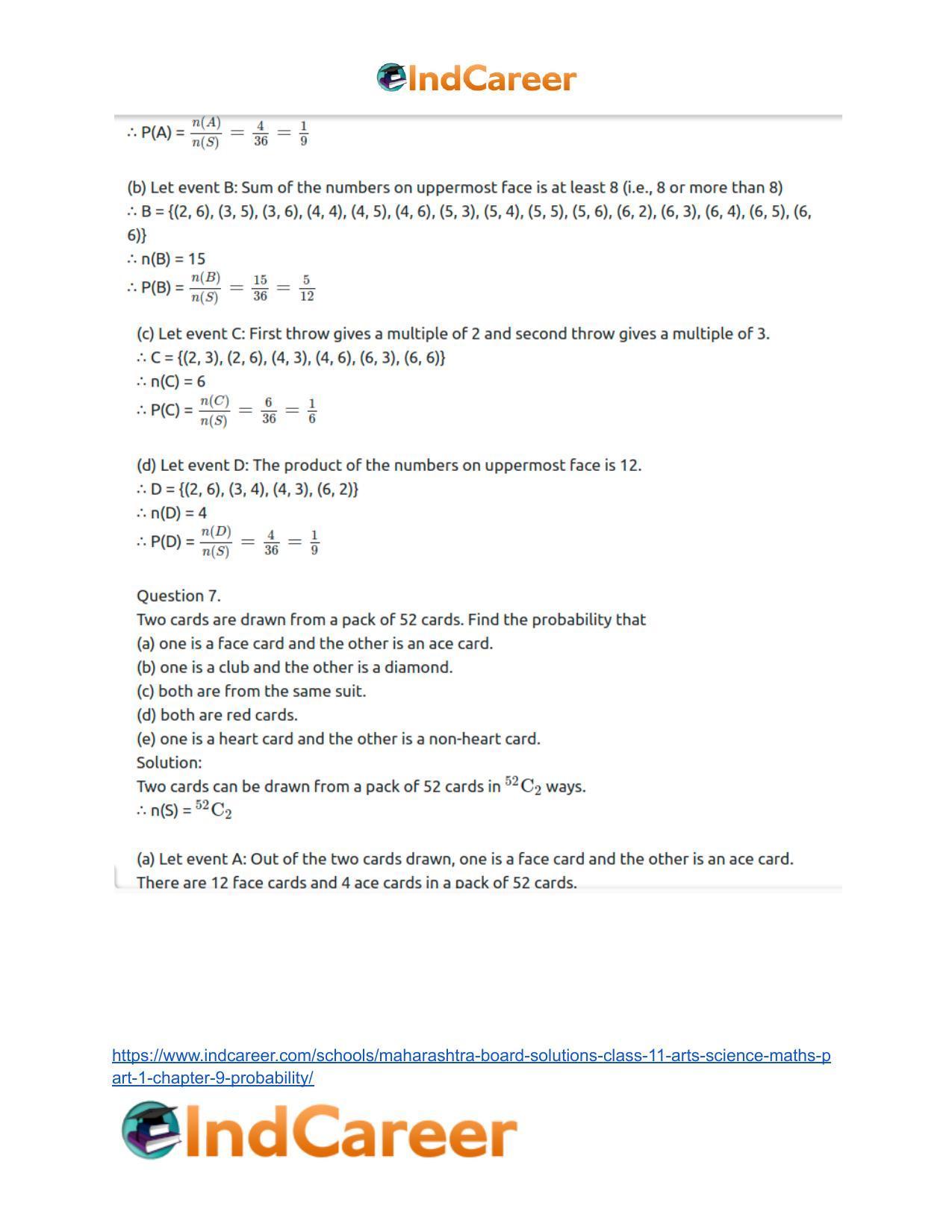 Maharashtra Board Solutions Class 11-Arts & Science Maths (Part 1): Chapter 9- Probability - Page 8