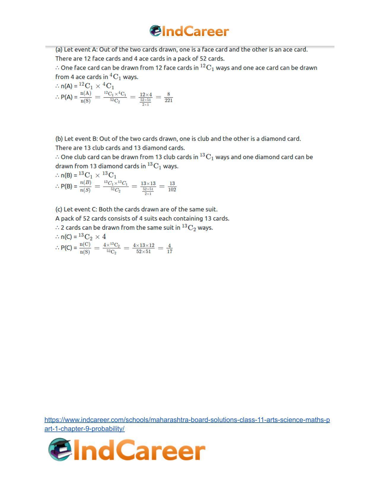 Maharashtra Board Solutions Class 11-Arts & Science Maths (Part 1): Chapter 9- Probability - Page 9