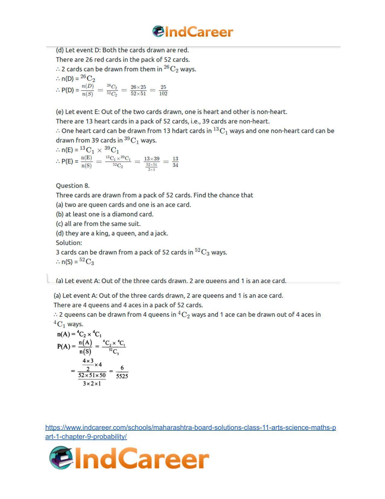 Maharashtra Board Solutions Class 11-Arts & Science Maths (Part 1): Chapter 9- Probability - Page 10