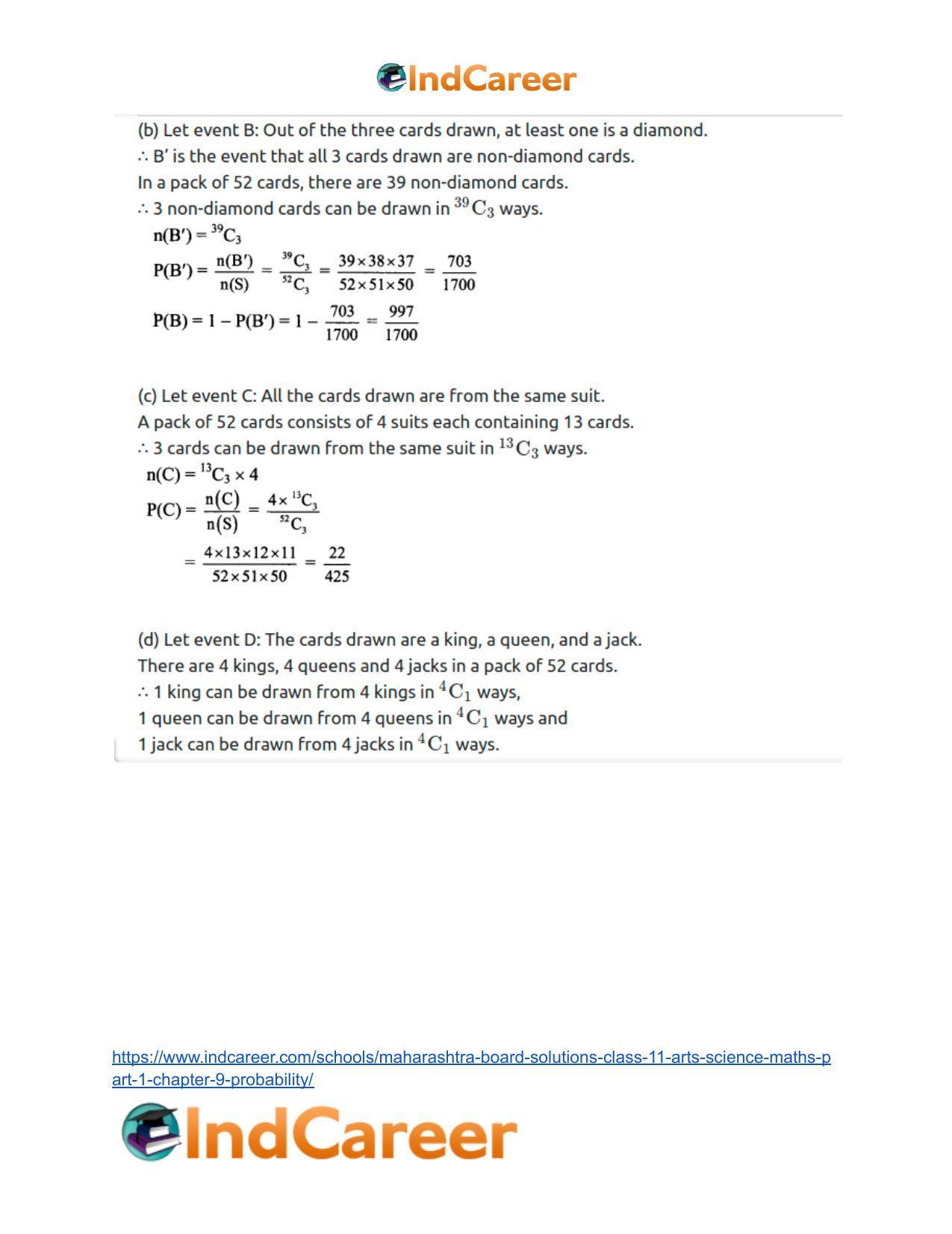 Maharashtra Board Solutions Class 11-Arts & Science Maths (Part 1): Chapter 9- Probability - Page 11