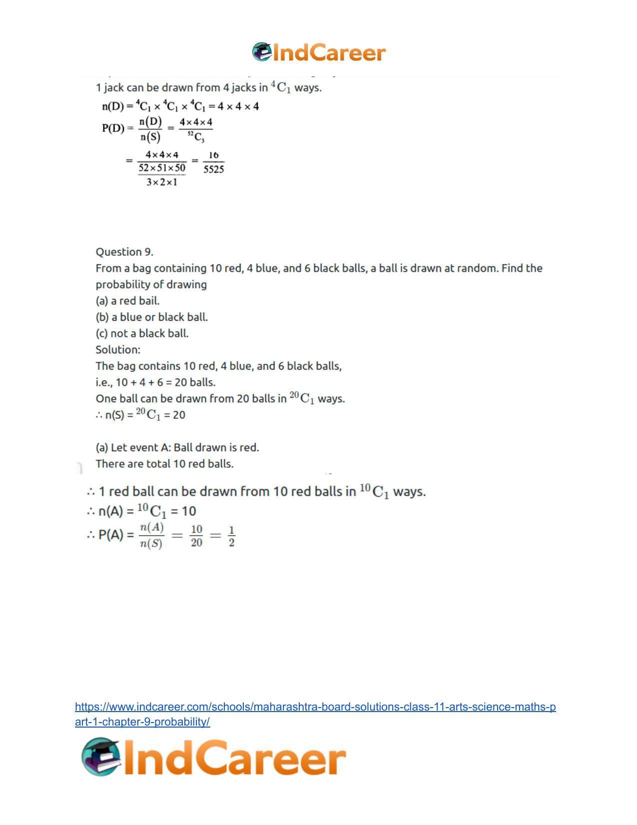 Maharashtra Board Solutions Class 11-Arts & Science Maths (Part 1): Chapter 9- Probability - Page 12