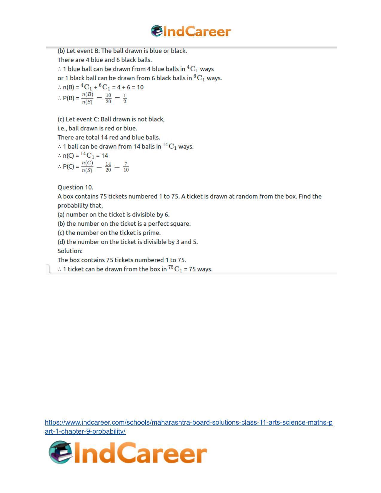 Maharashtra Board Solutions Class 11-Arts & Science Maths (Part 1): Chapter 9- Probability - Page 13
