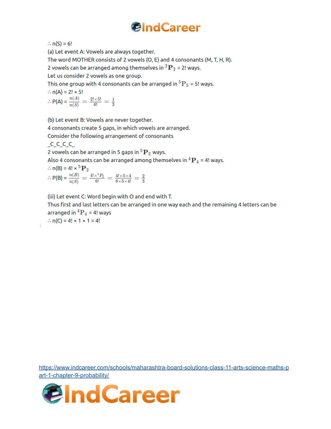 Maharashtra Board Solutions Class 11-Arts & Science Maths (Part 1): Chapter 9- Probability - Page 18