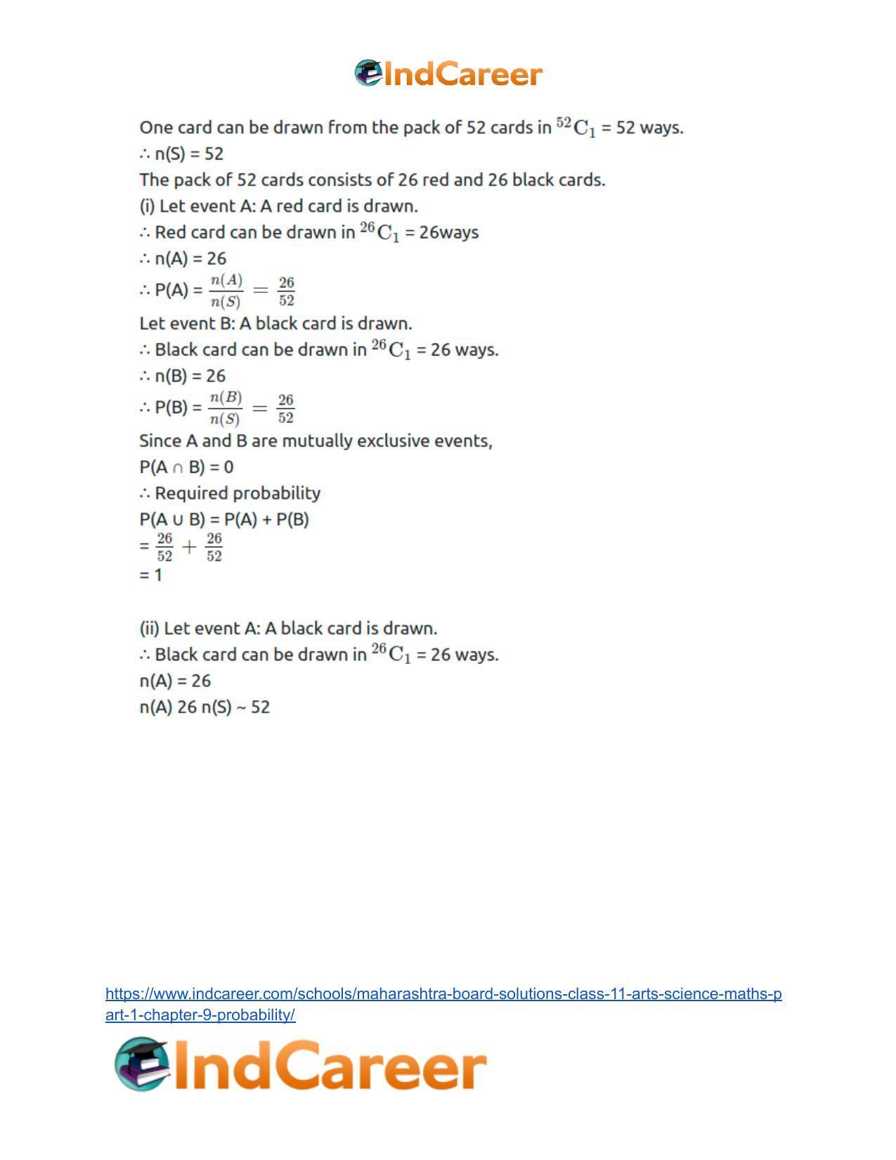 Maharashtra Board Solutions Class 11-Arts & Science Maths (Part 1): Chapter 9- Probability - Page 24