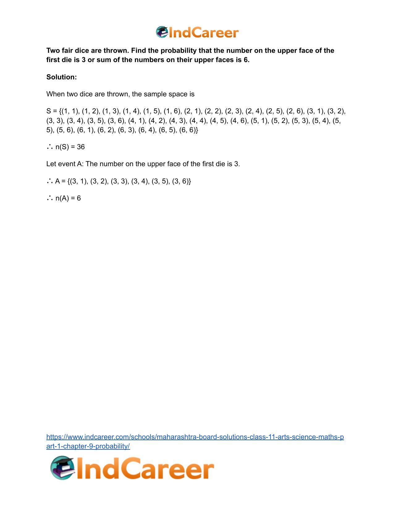 Maharashtra Board Solutions Class 11-Arts & Science Maths (Part 1): Chapter 9- Probability - Page 29