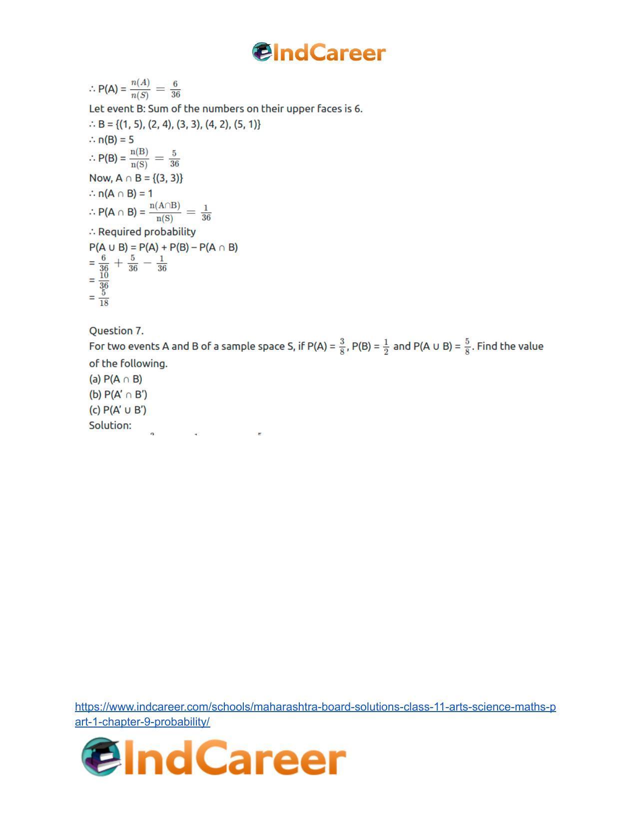 Maharashtra Board Solutions Class 11-Arts & Science Maths (Part 1): Chapter 9- Probability - Page 30