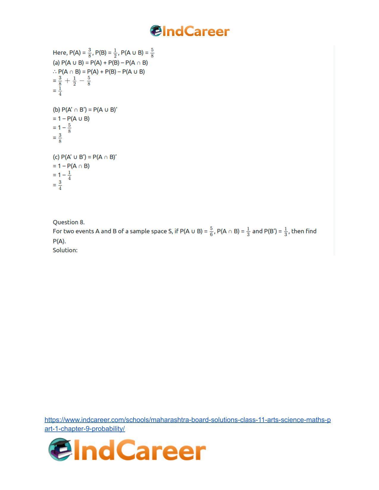 Maharashtra Board Solutions Class 11-Arts & Science Maths (Part 1): Chapter 9- Probability - Page 31