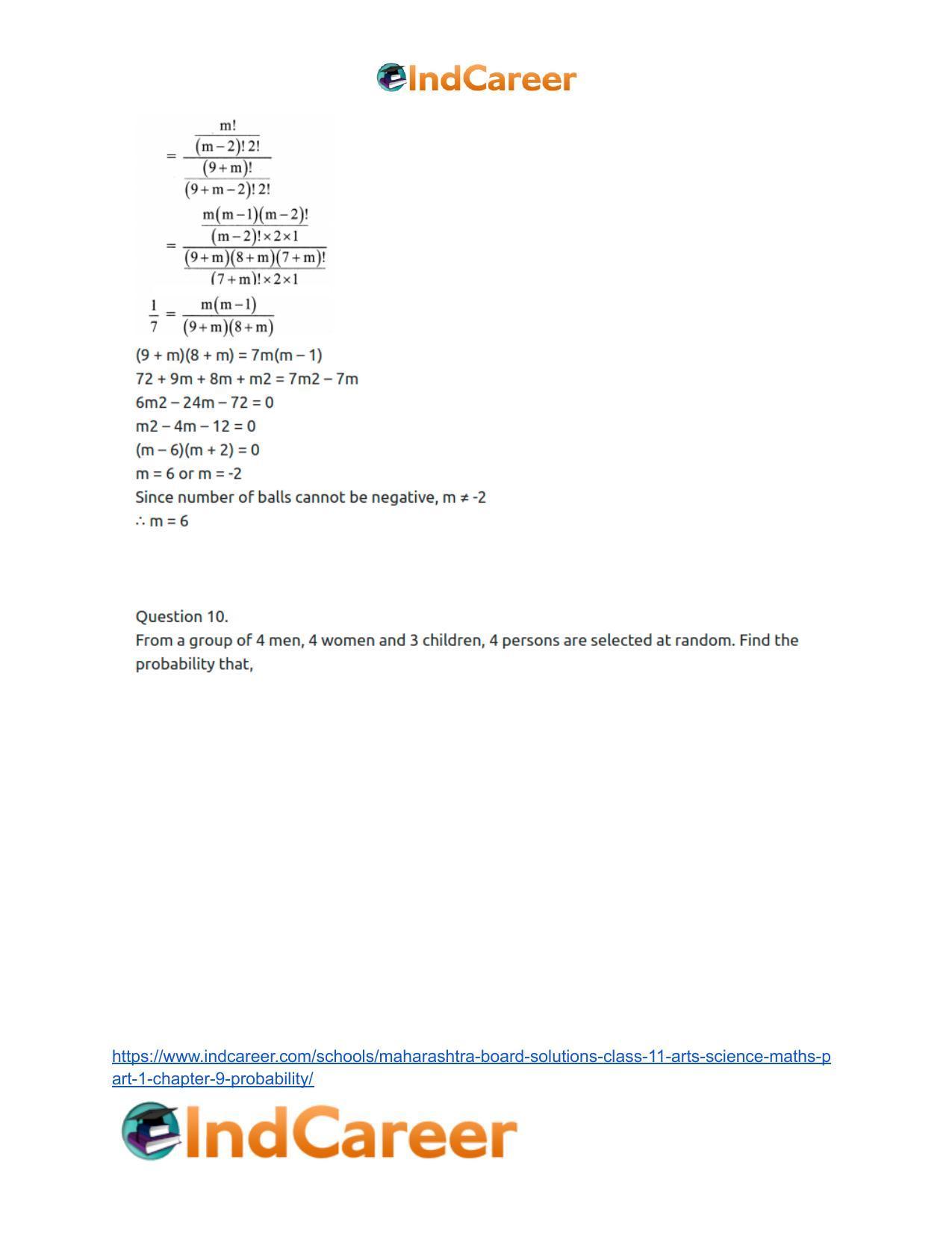 Maharashtra Board Solutions Class 11-Arts & Science Maths (Part 1): Chapter 9- Probability - Page 33