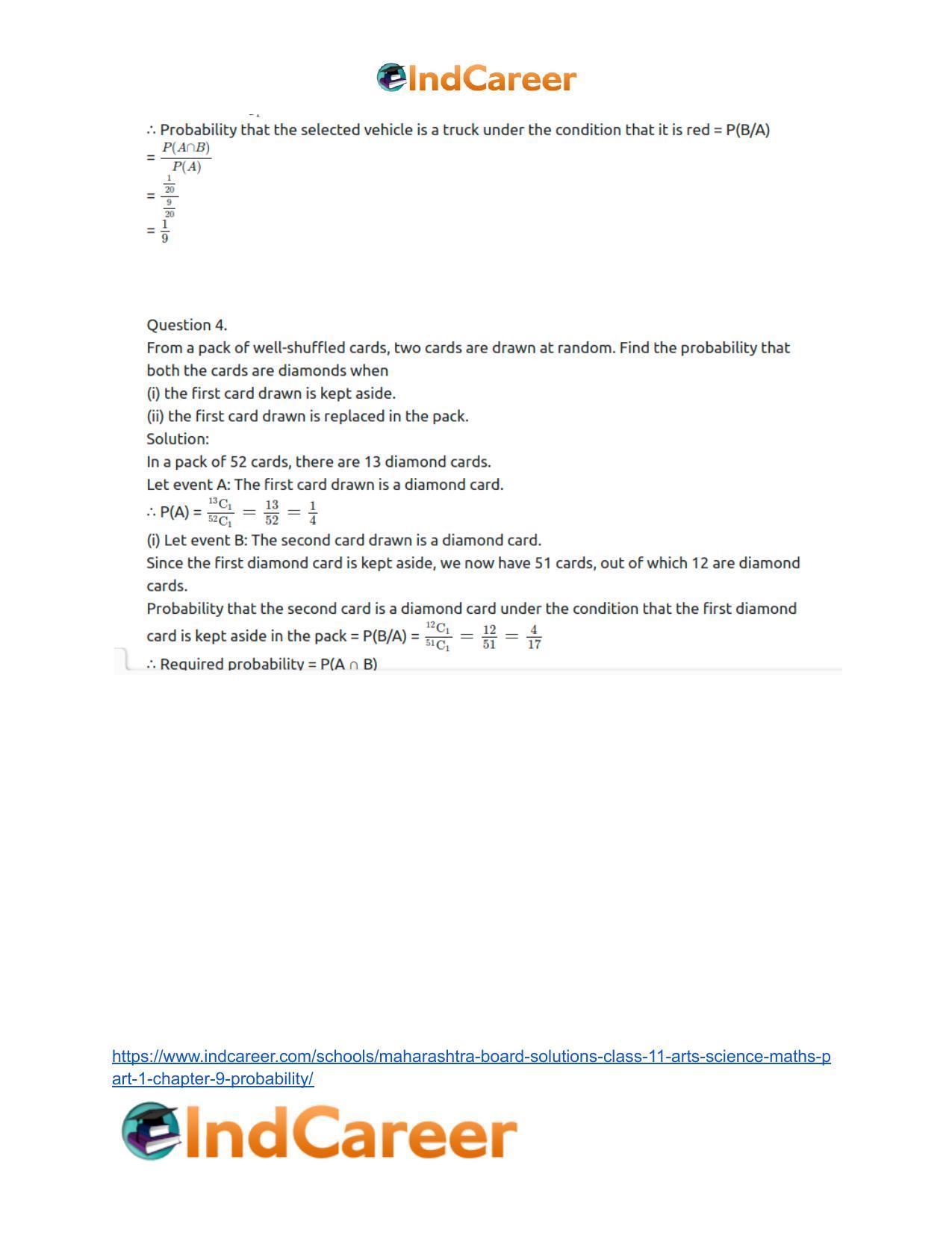 Maharashtra Board Solutions Class 11-Arts & Science Maths (Part 1): Chapter 9- Probability - Page 40