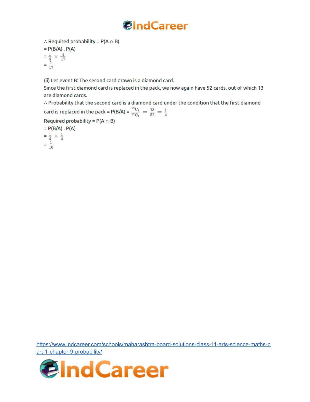 Maharashtra Board Solutions Class 11-Arts & Science Maths (Part 1): Chapter 9- Probability - Page 41