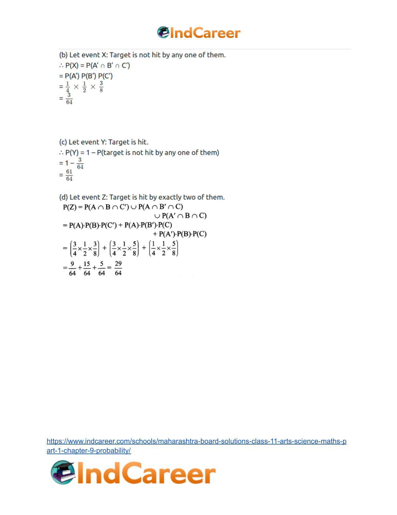 Maharashtra Board Solutions Class 11-Arts & Science Maths (Part 1): Chapter 9- Probability - Page 43