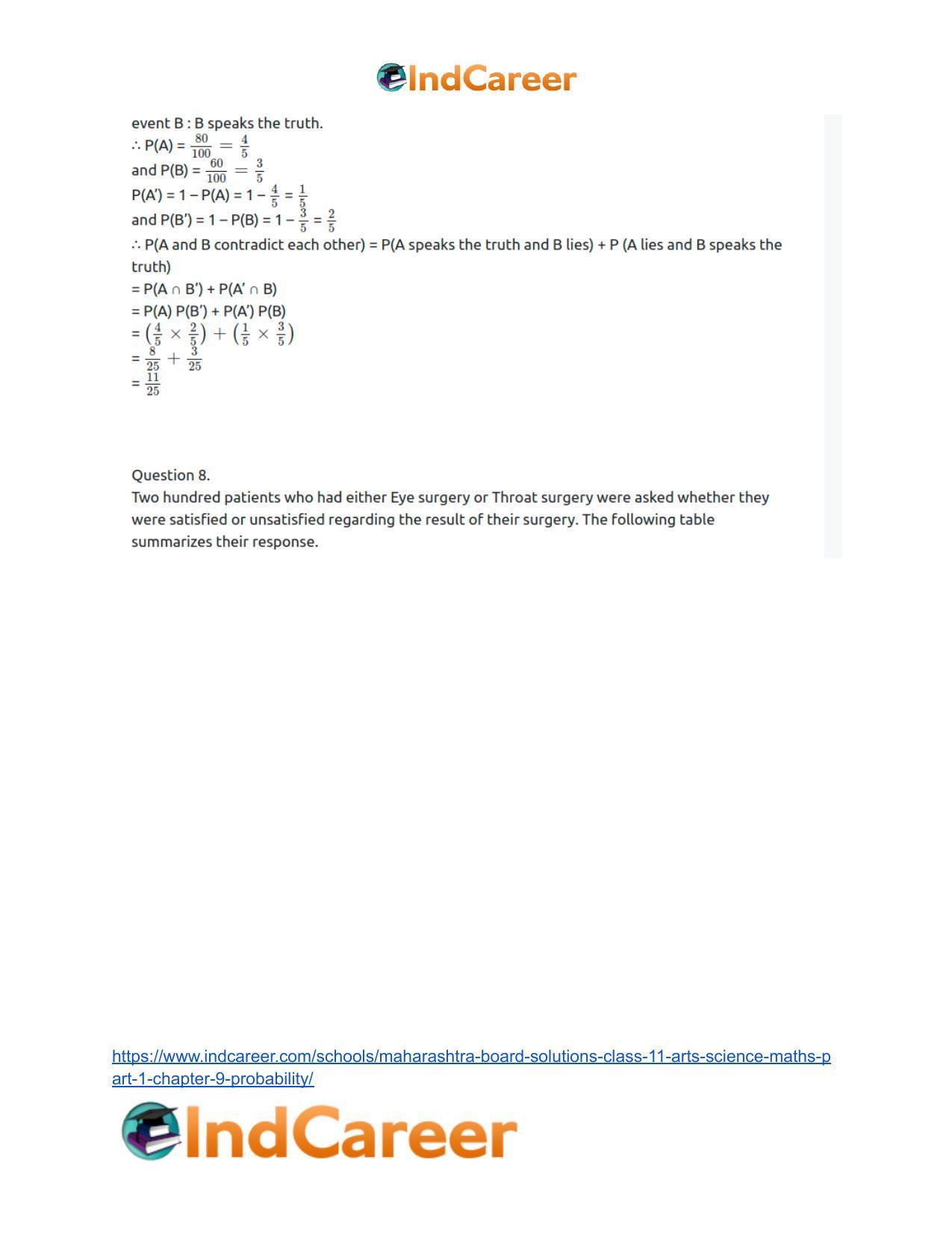 Maharashtra Board Solutions Class 11-Arts & Science Maths (Part 1): Chapter 9- Probability - Page 46