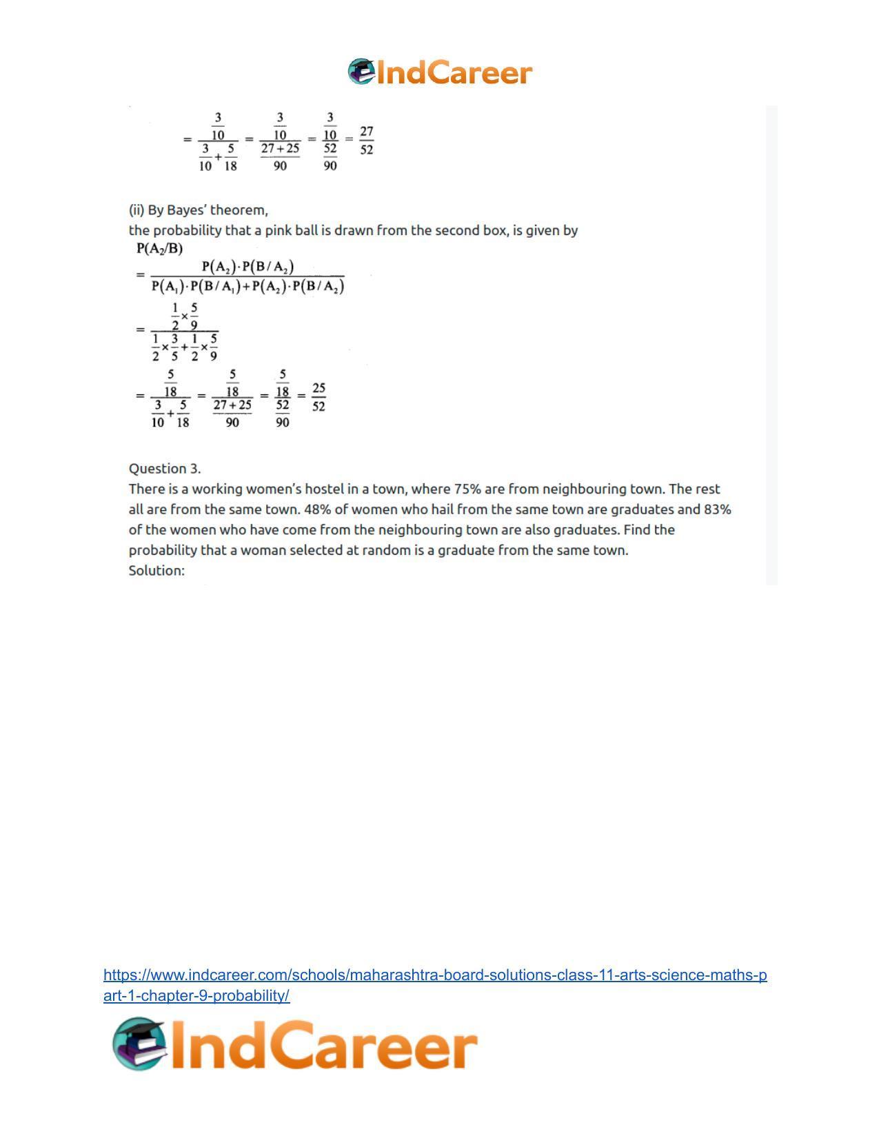 Maharashtra Board Solutions Class 11-Arts & Science Maths (Part 1): Chapter 9- Probability - Page 64