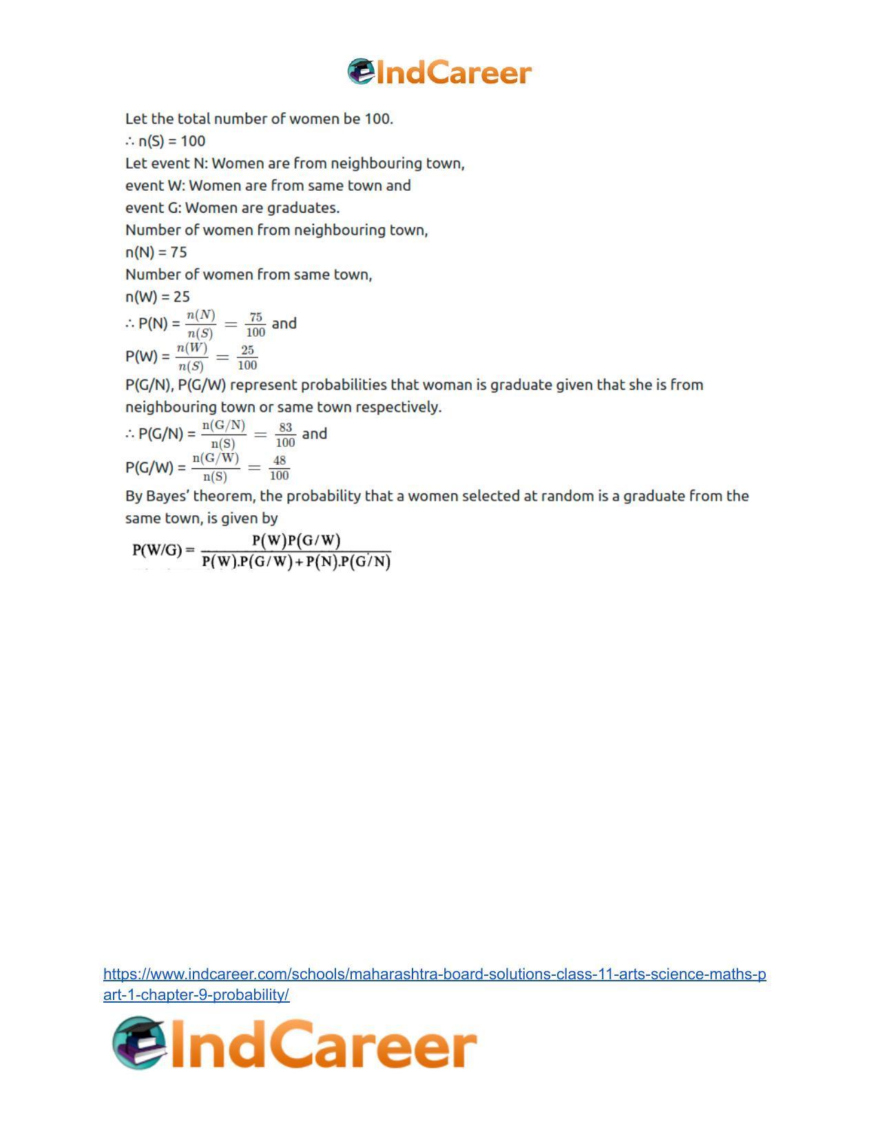 Maharashtra Board Solutions Class 11-Arts & Science Maths (Part 1): Chapter 9- Probability - Page 65