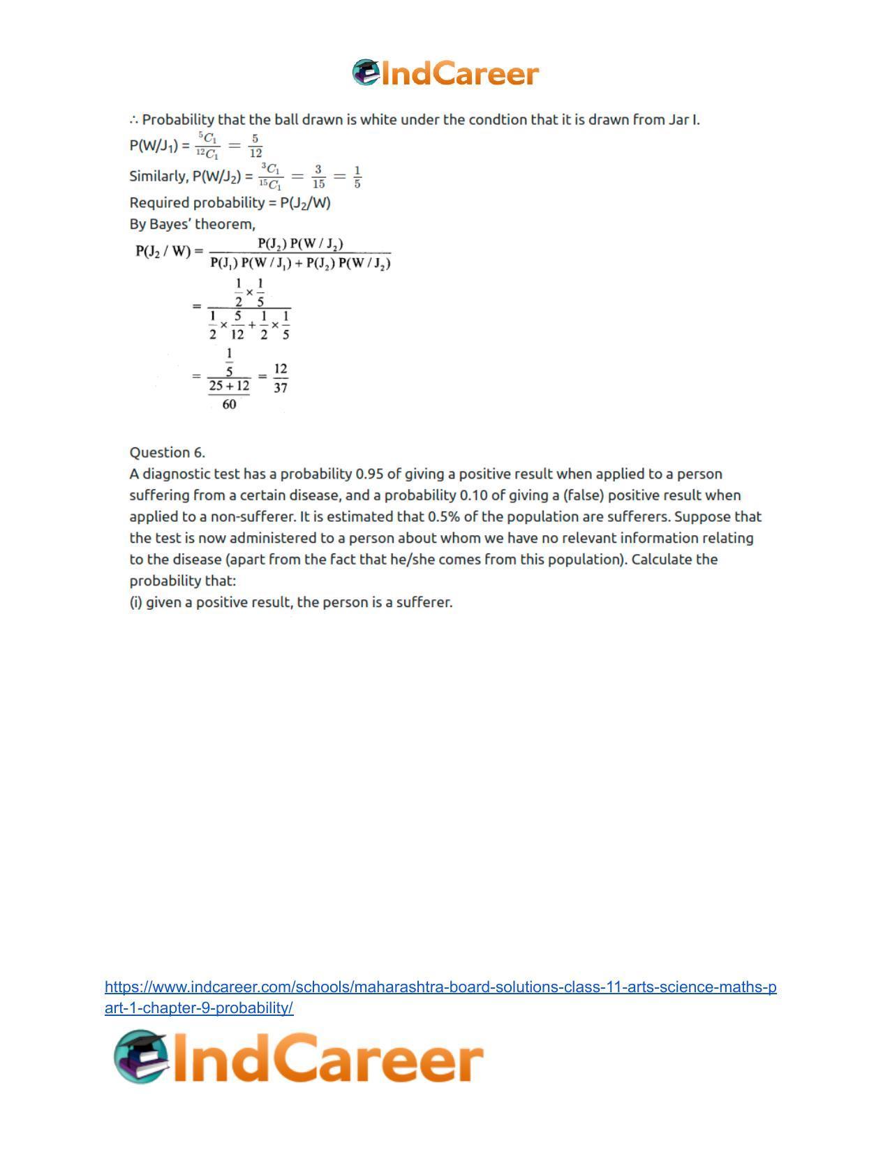 Maharashtra Board Solutions Class 11-Arts & Science Maths (Part 1): Chapter 9- Probability - Page 68