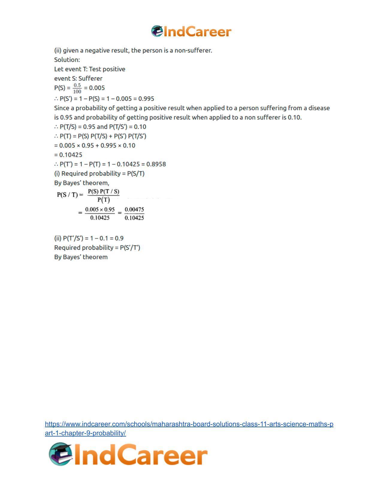 Maharashtra Board Solutions Class 11-Arts & Science Maths (Part 1): Chapter 9- Probability - Page 69