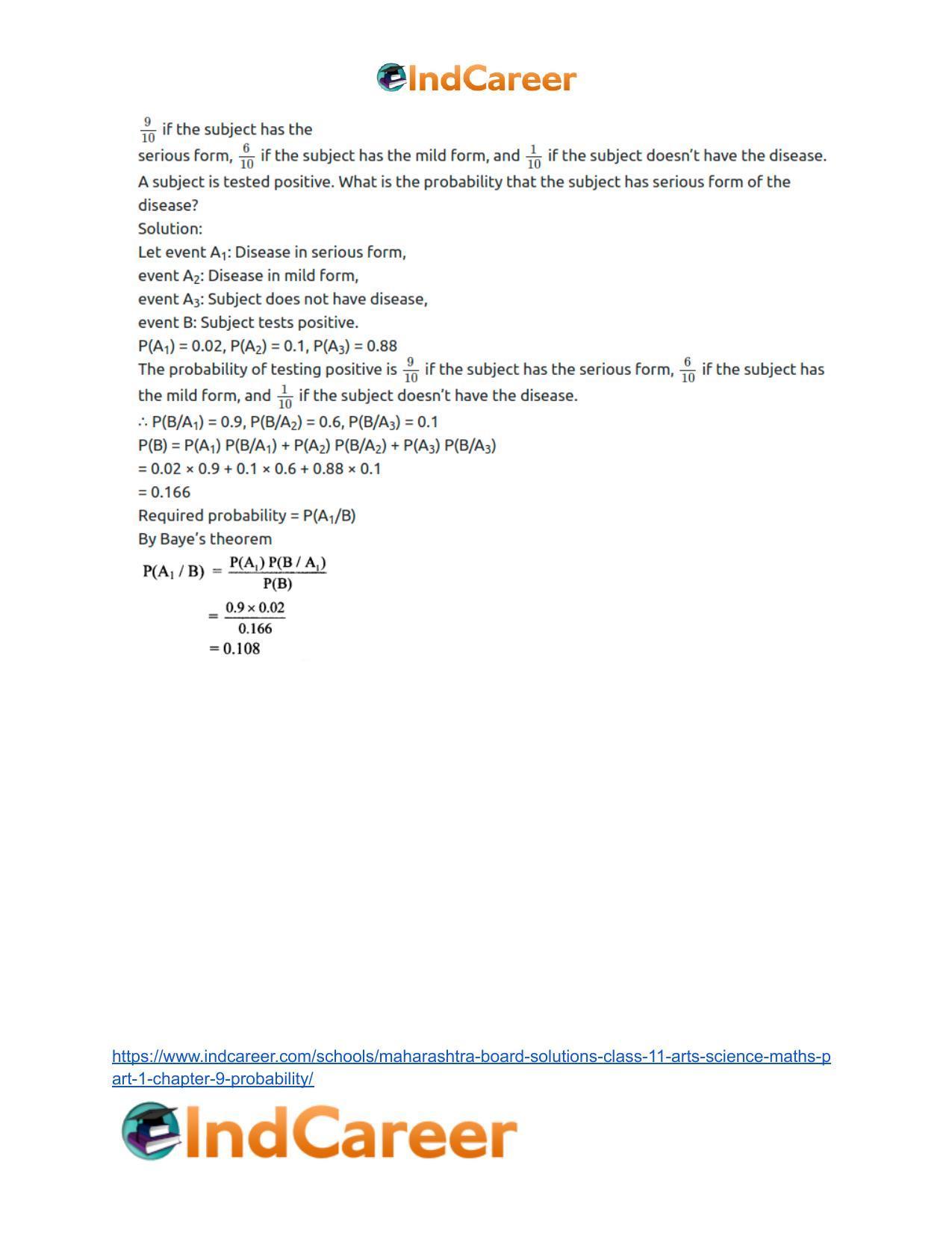 Maharashtra Board Solutions Class 11-Arts & Science Maths (Part 1): Chapter 9- Probability - Page 72