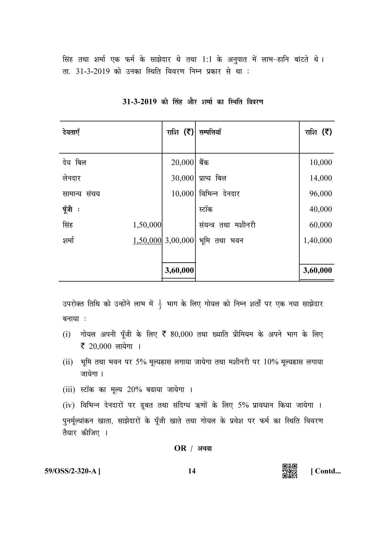 NIOS October 2019 Class 12 Accountancy (SET A) Question Paper - Page 14