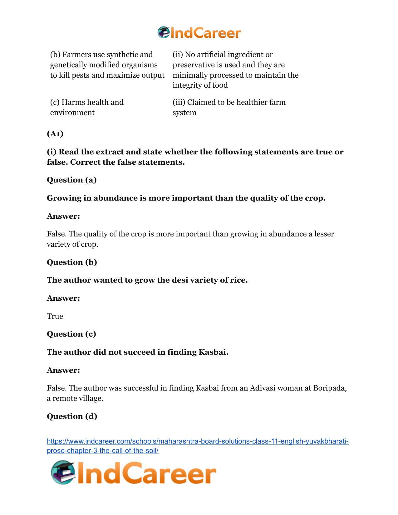 Maharashtra Board Solutions Class 11-English Yuvakbharati (Prose): Chapter 3- The Call of the Soil - Page 5