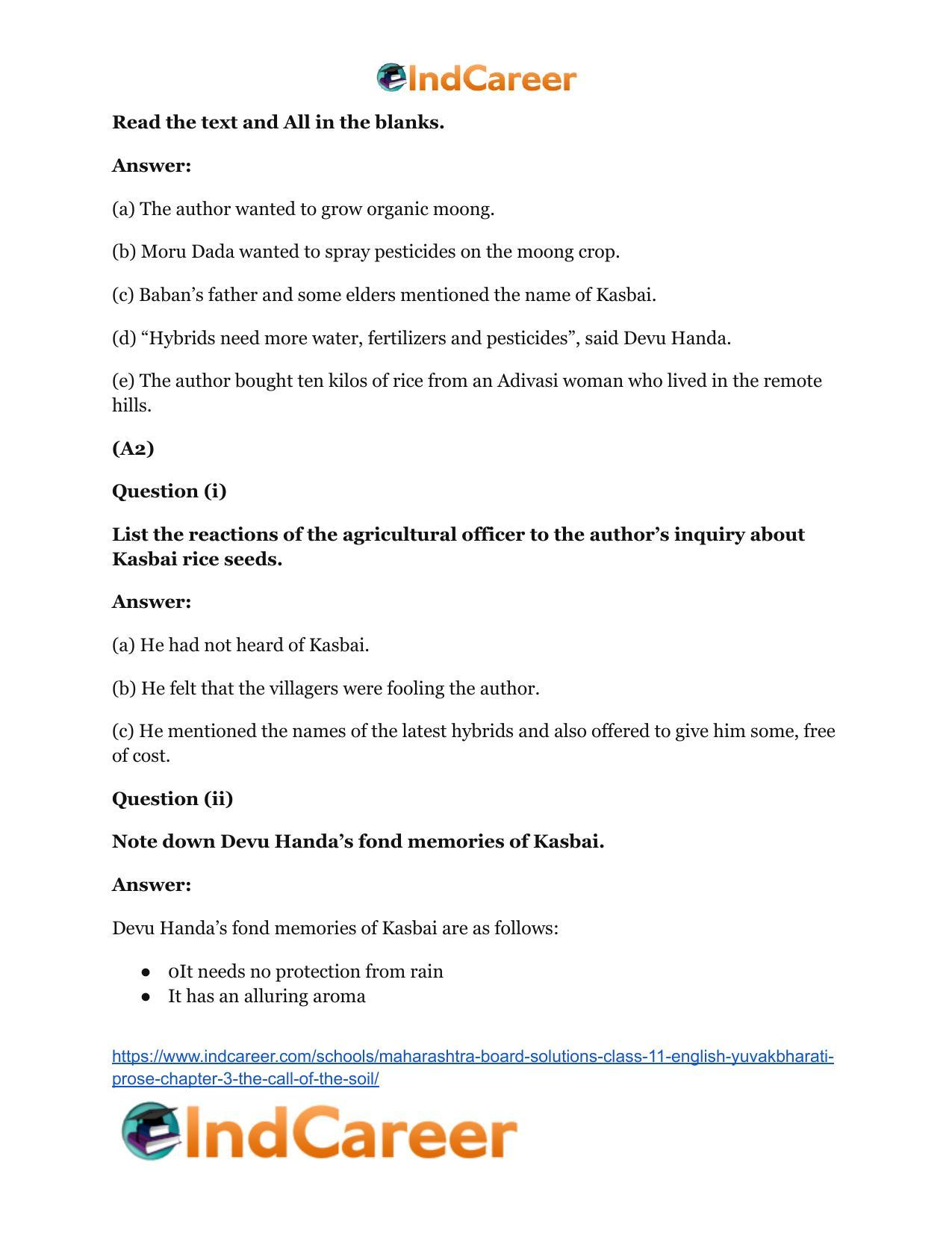 Maharashtra Board Solutions Class 11-English Yuvakbharati (Prose): Chapter 3- The Call of the Soil - Page 7