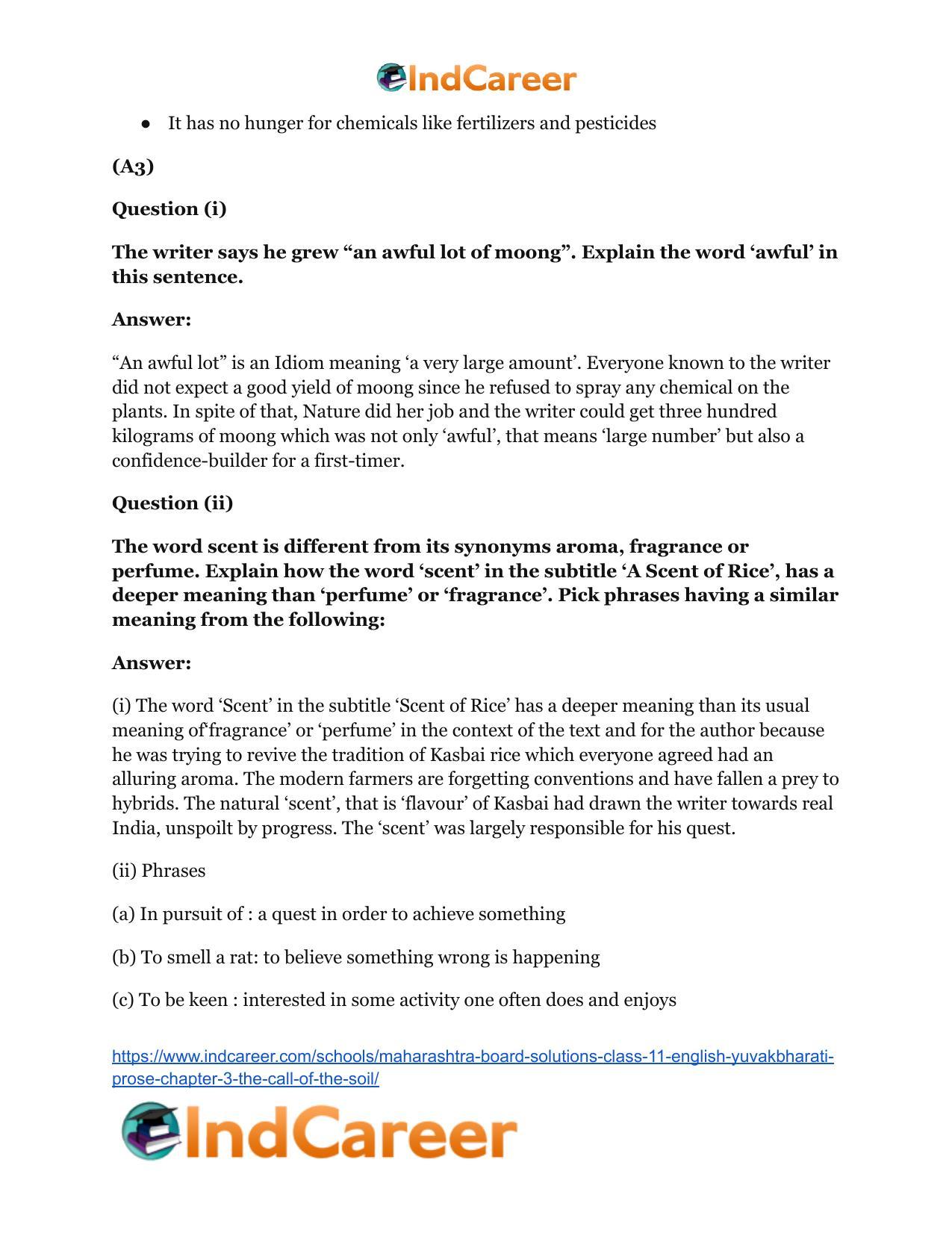 Maharashtra Board Solutions Class 11-English Yuvakbharati (Prose): Chapter 3- The Call of the Soil - Page 8