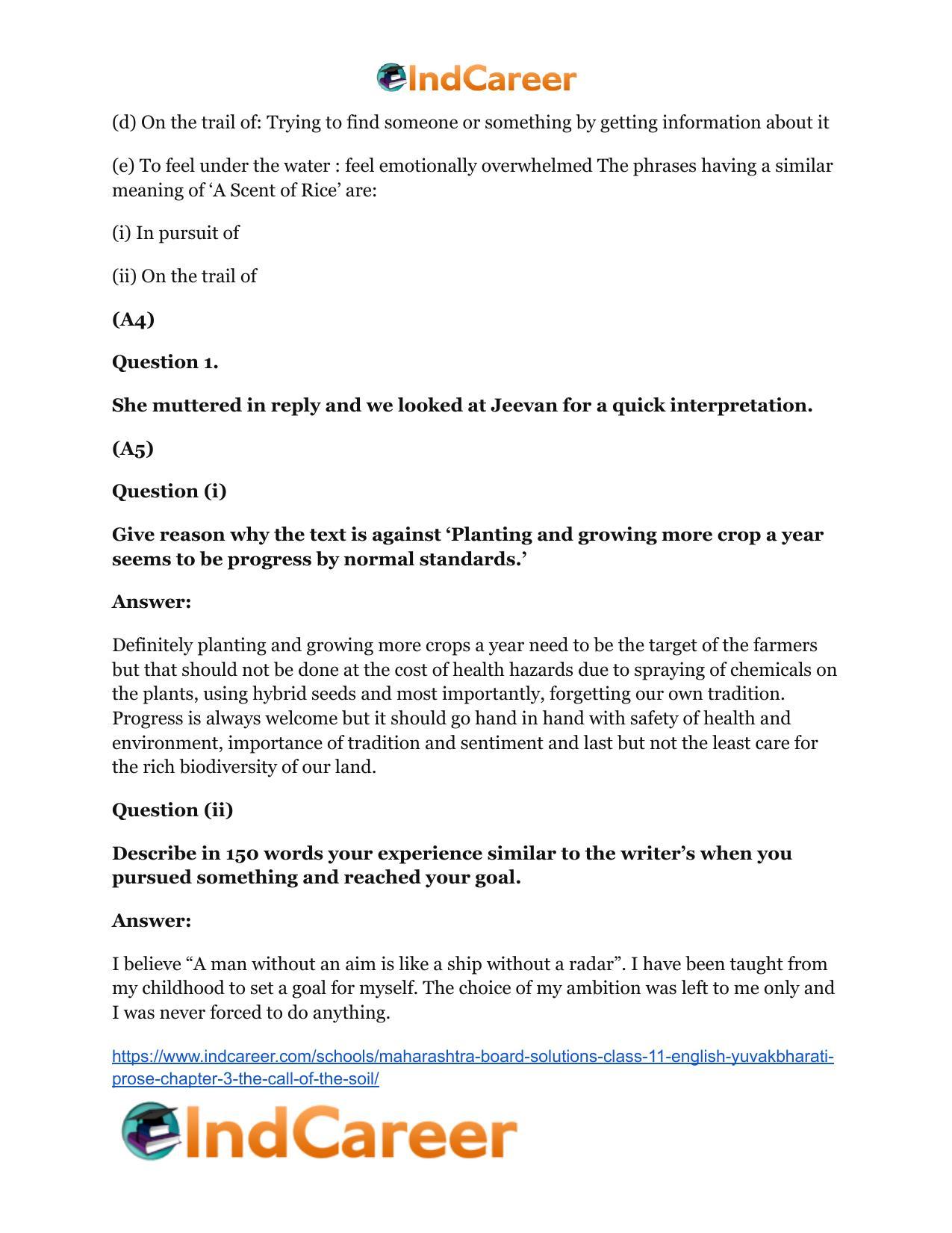 Maharashtra Board Solutions Class 11-English Yuvakbharati (Prose): Chapter 3- The Call of the Soil - Page 9