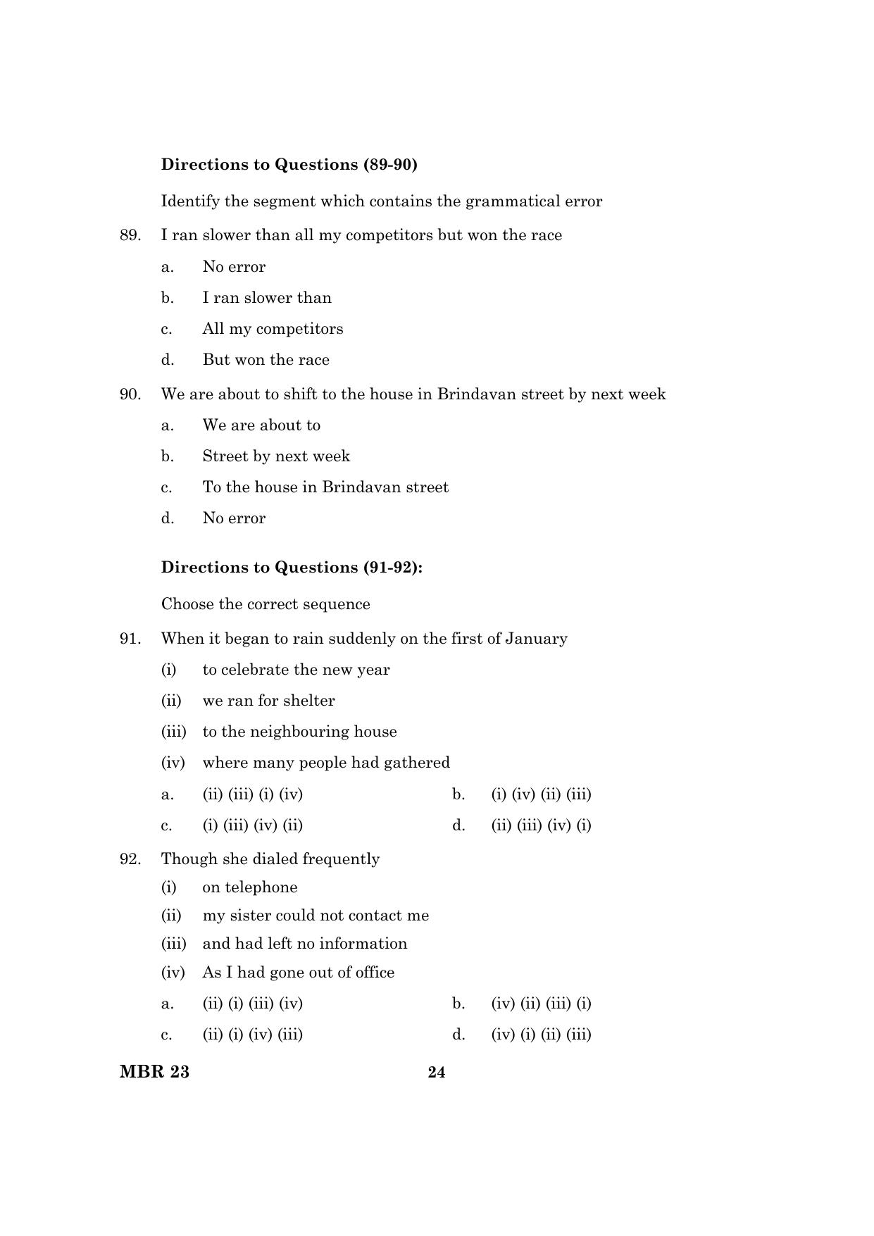 TANCET 2023 MBA Question Paper - Page 25