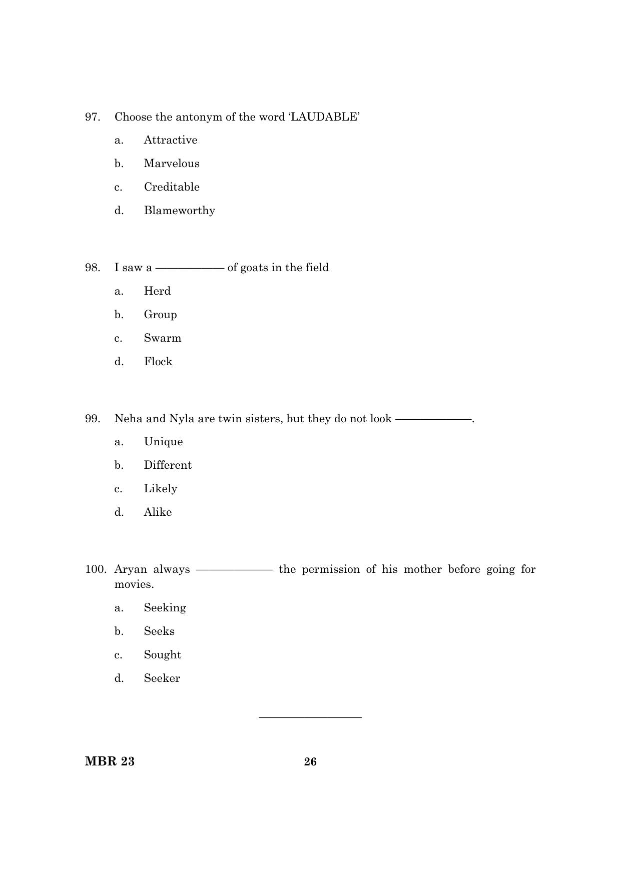 TANCET 2023 MBA Question Paper - Page 27