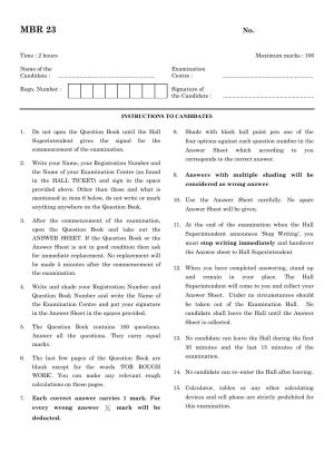 TANCET 2023 MBA Question Paper