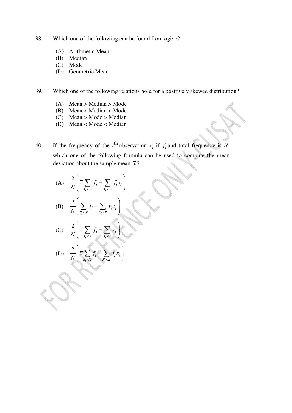 CUSAT CAT 2022 STATISTICS Question Paper - Page 10