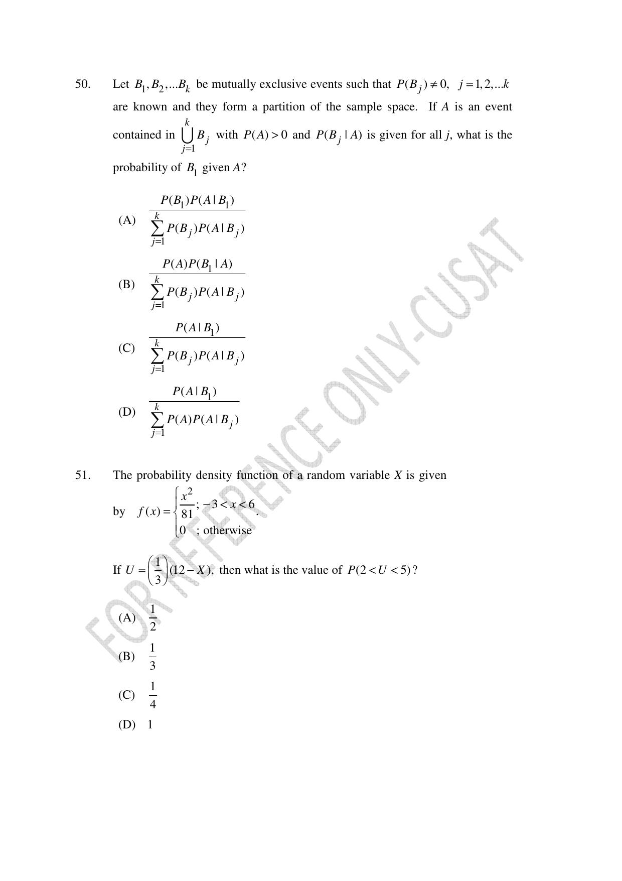CUSAT CAT 2022 STATISTICS Question Paper - Page 14