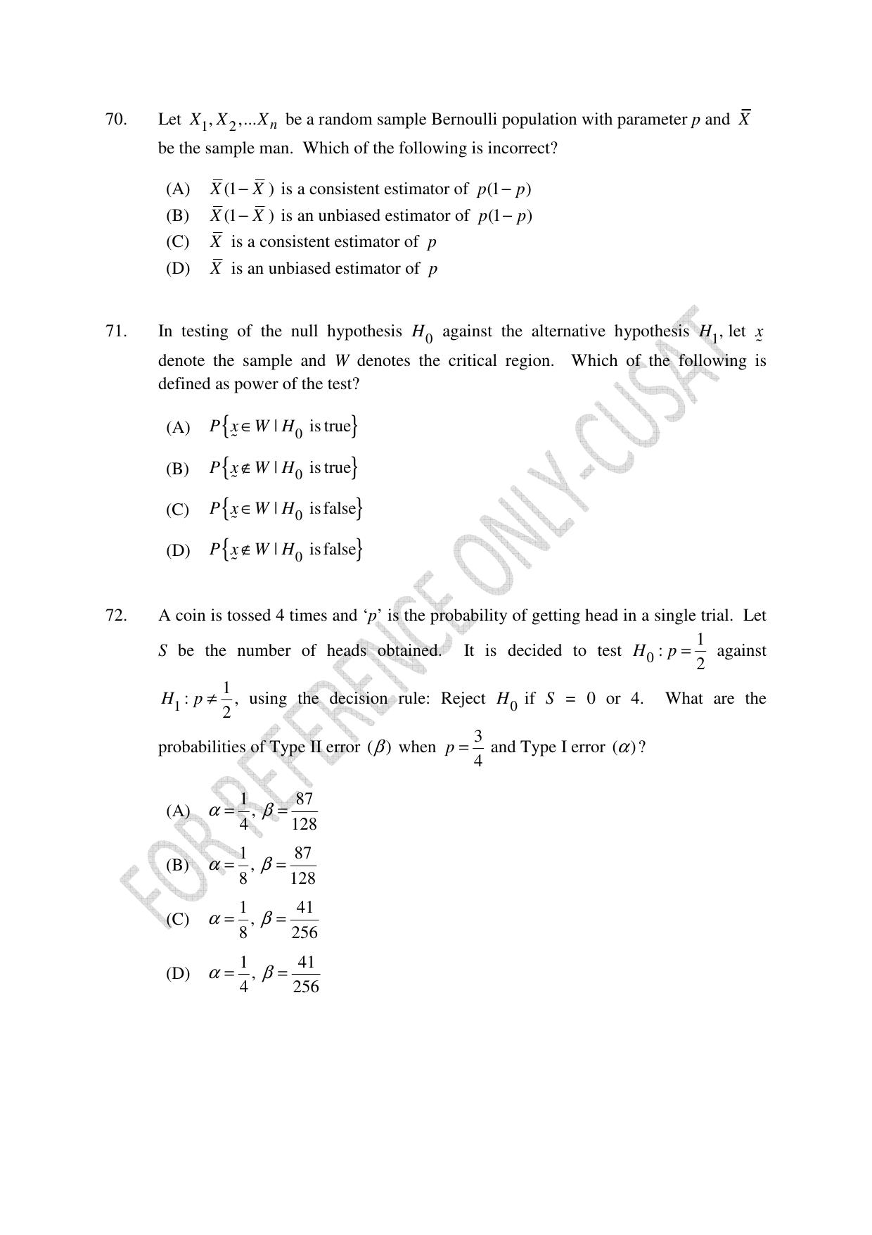 CUSAT CAT 2022 STATISTICS Question Paper - Page 21