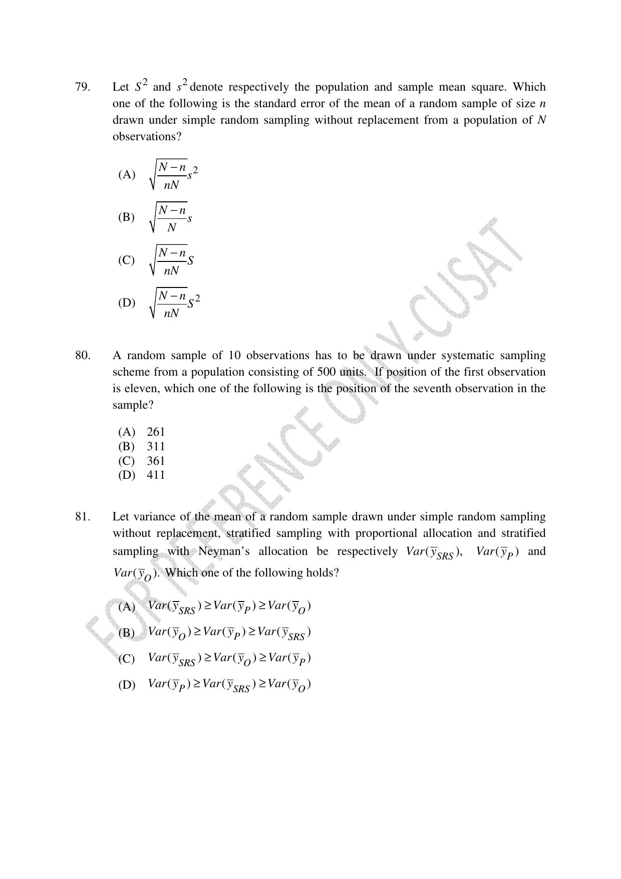 CUSAT CAT 2022 STATISTICS Question Paper - Page 24