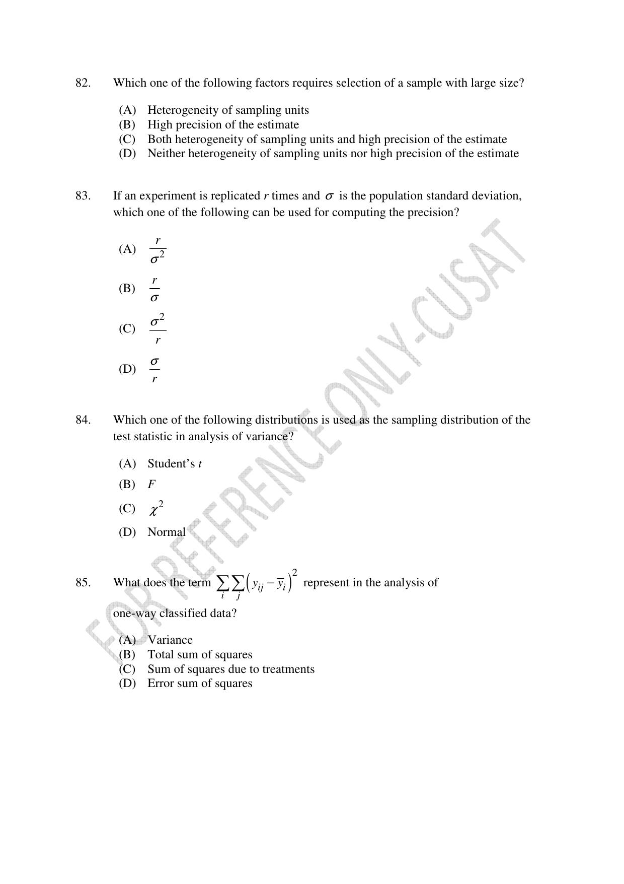 CUSAT CAT 2022 STATISTICS Question Paper - Page 25