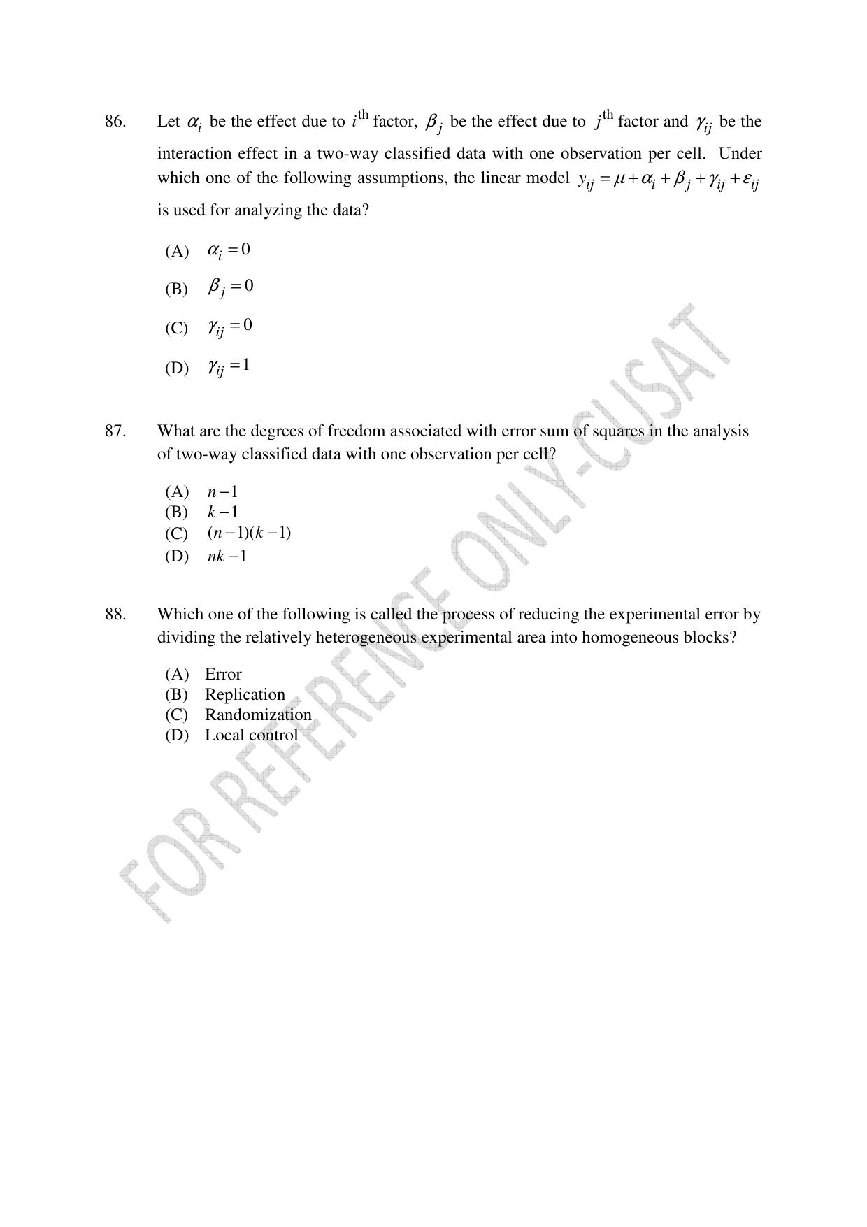 CUSAT CAT 2022 STATISTICS Question Paper - Page 26