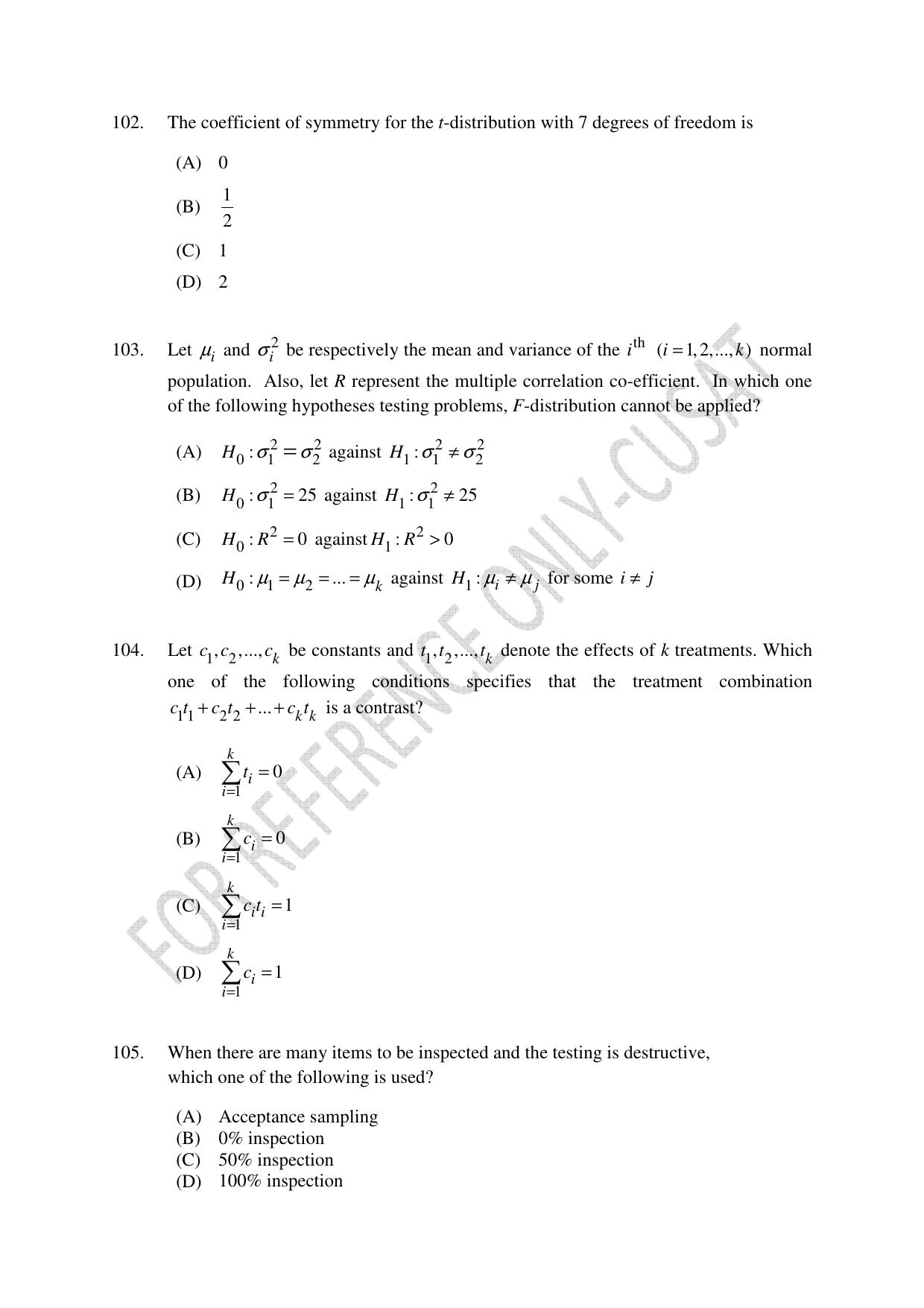CUSAT CAT 2022 STATISTICS Question Paper - Page 30