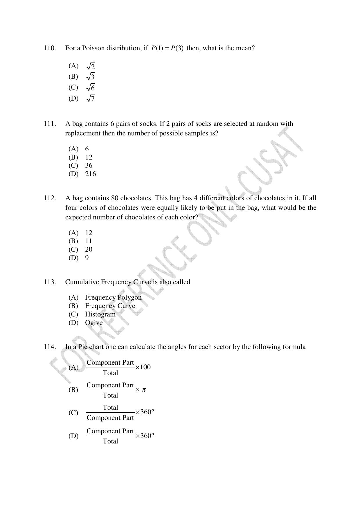 CUSAT CAT 2022 STATISTICS Question Paper - Page 32
